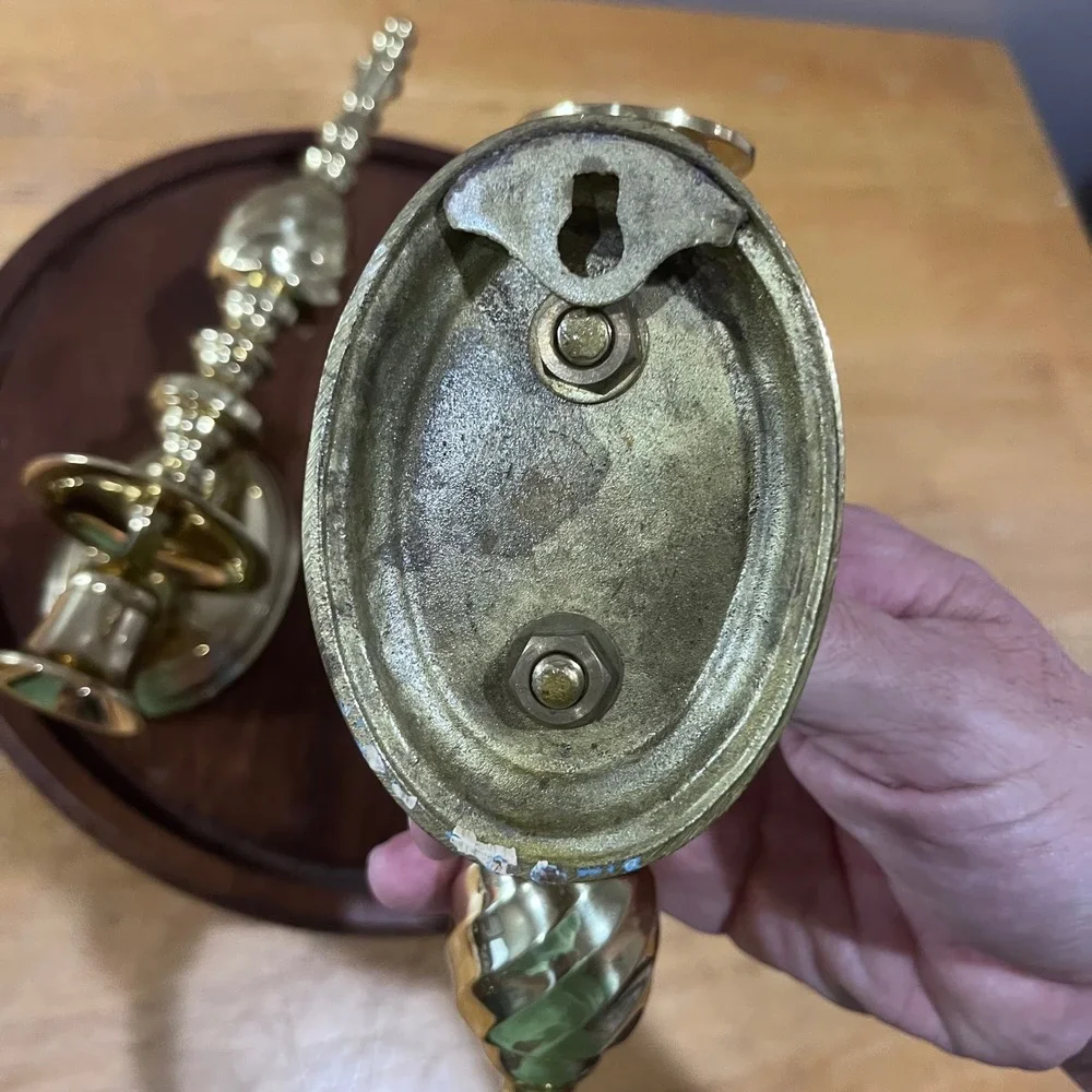 Vtg Brass Wall Sconce Candle Holder Pair Spindle Swirl Regency Colonial Gold 10